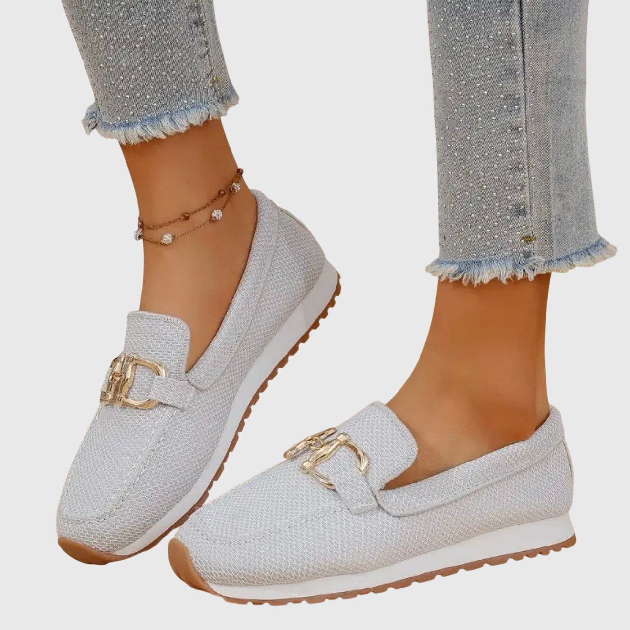 Elena | Damesloafers met goudkleurige gesp