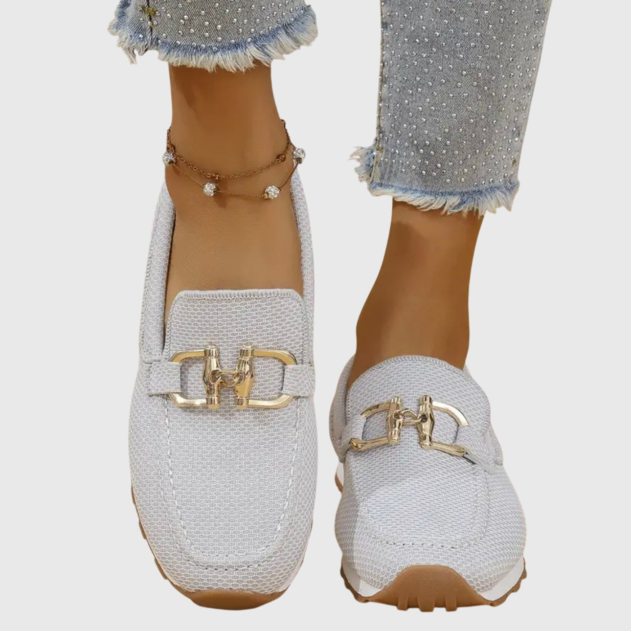 Elena | Damesloafers met goudkleurige gesp