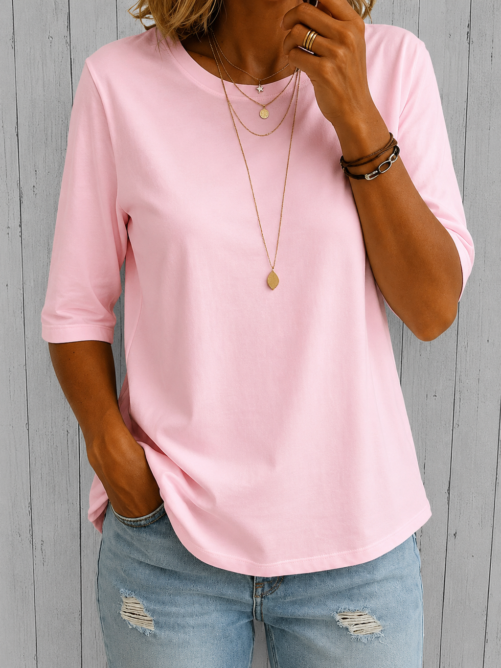 Sophie | Dames T-shirt met ronde hals en 3/4 mouwen