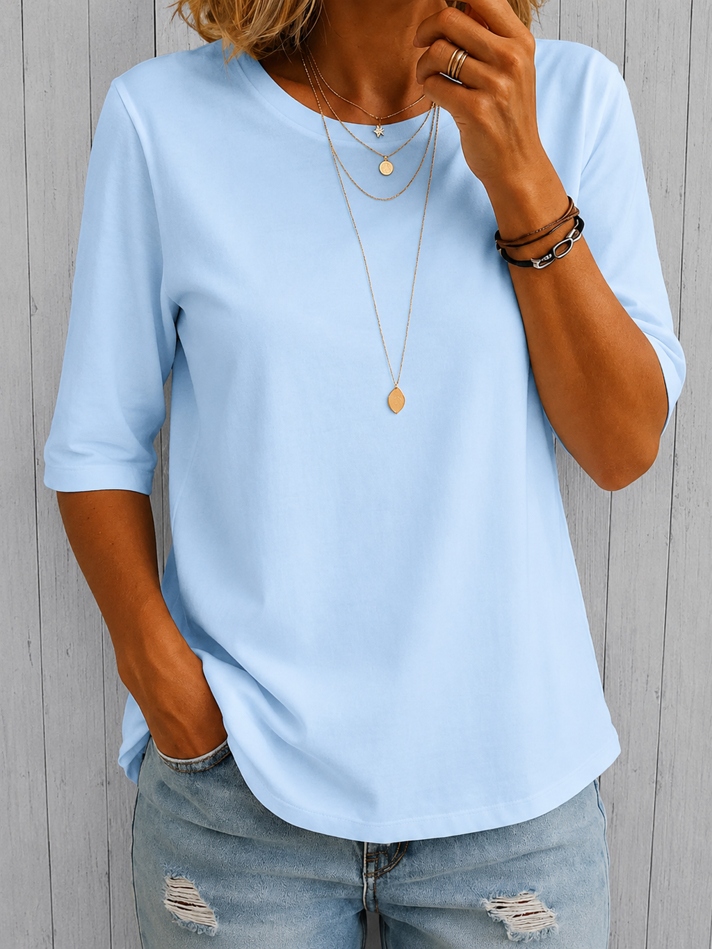 Sophie | Dames T-shirt met ronde hals en 3/4 mouwen