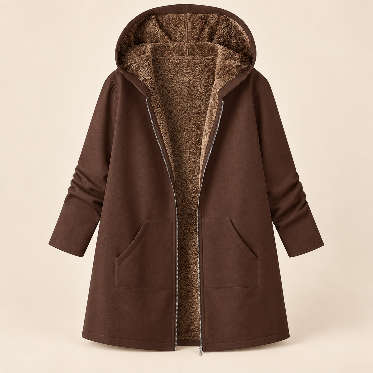Lyra – Cozy Sherpa-Lined Hooded Coat
