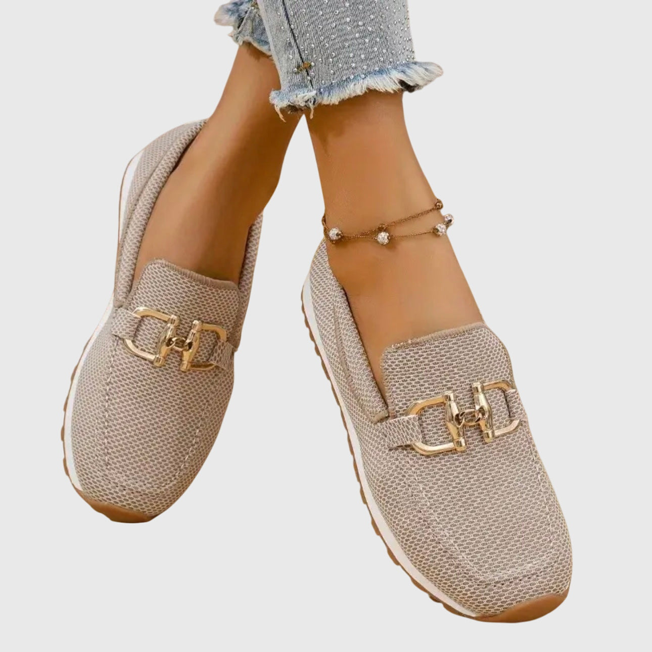 Elena | Damesloafers met goudkleurige gesp