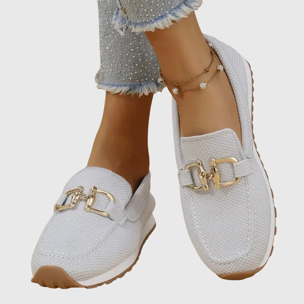 Elena | Damesloafers met goudkleurige gesp