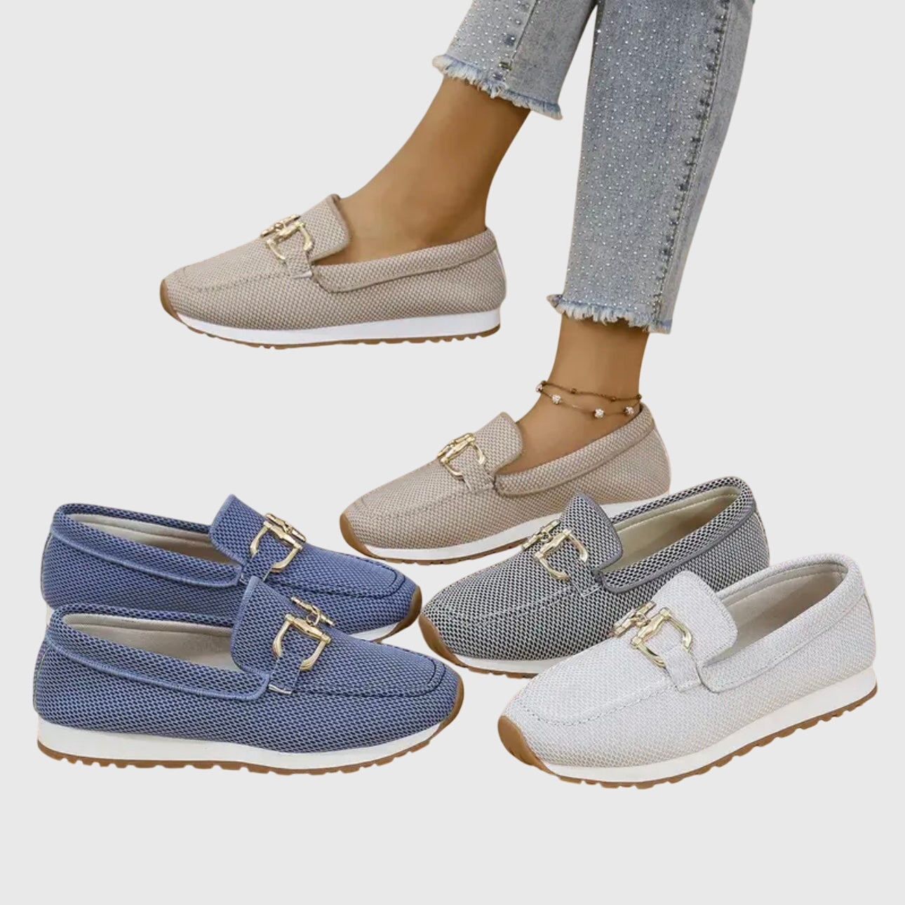 Elena | Damesloafers met goudkleurige gesp