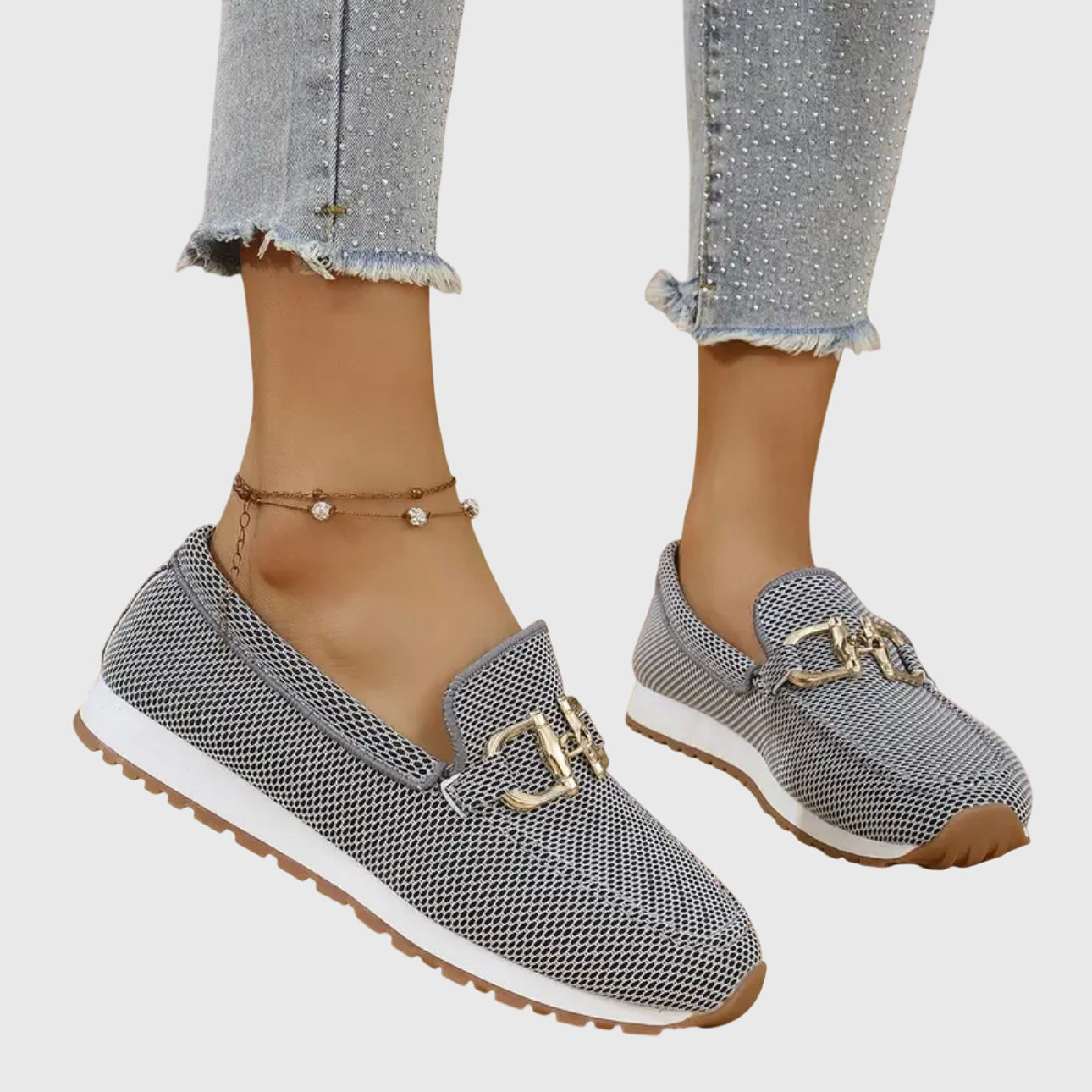 Elena | Damesloafers met goudkleurige gesp