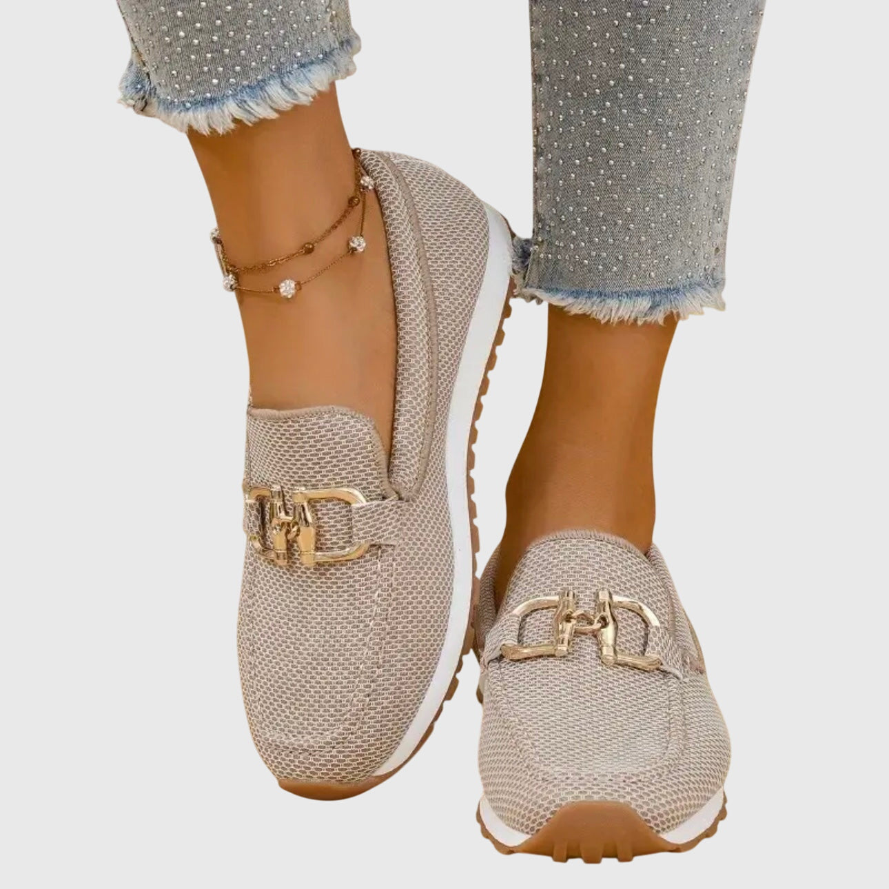 Elena | Damesloafers met goudkleurige gesp