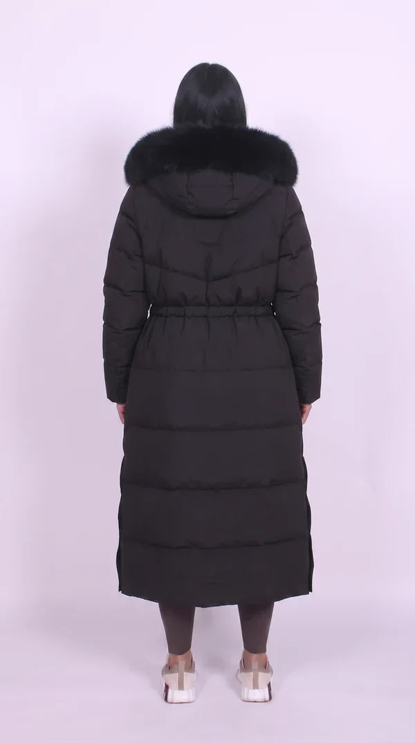 Fur Hooded Longline Coat
